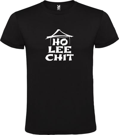 Zwart t-shirt met " Ho Lee Chit " print Wit size XS