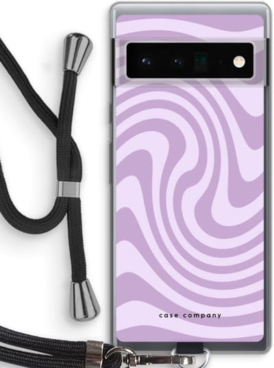 Case Company® - Hoesje met koord geschikt voor Google Pixel 6 Pro hoesje met Koord - Swirl Paars - Telefoonhoesje met Zwart Koord - Bescherming aan alle Kanten en Over de Schermrand