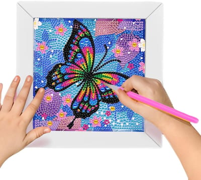 Dailygoods- Diamond Painting Vlinder Set - 5D Diamond Painting - Kinderen vanaf 6 jaar - Cadeau - Wanddecoratie - 18 x 18 cm - Diamantschilderij