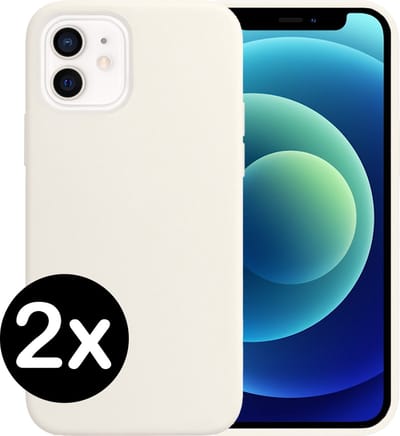 Hoesje 2 Stuks - Geschikt voor Apple iPhone 12 - Sterk & Shockproof - Case Siliconen - Back Cover - Telefoon Hoes - Wit
