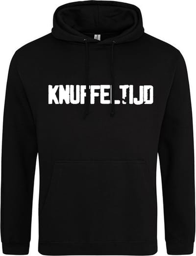 KNUFFELTIJD Hoodie | Sweater | Capuchon | Trui | Hooded | Print | Zwart | Maat 2XL