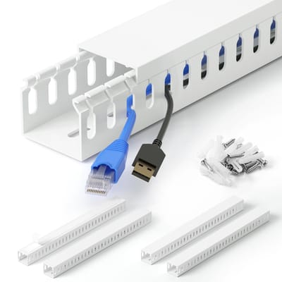 Ibenzoa® Witte Kabelgoot 168cm Set met 4x42cm voor Bureau en Netwerk