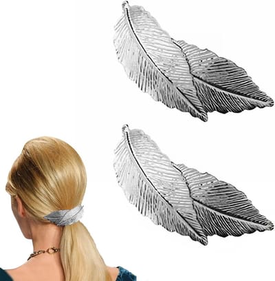 Vintage Metalen Blad Haarspelden, Set van 2, Minimalistische Haaraccessoires voor Vrouwen, Perfect voor Ponytails en Feestelijke Gelegenheden