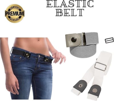 Gesploze Broekriemen – Gespvrije Broekriem – Broekriem Zonder Gesp – Elastische Broekriem – Rekbare Broekriem - Wit