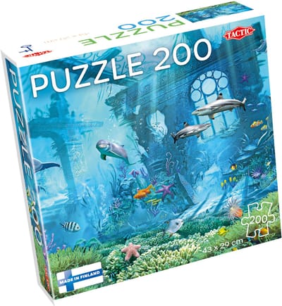 Tactic Sea Adventure – Puzzel – 200 stukjes – Onderwaterwereld met Dolfijnen, Haaien en Vissen – Oceaan Avontuur voor Kinderen – Hoogwaardige Scandinavische Kwaliteit