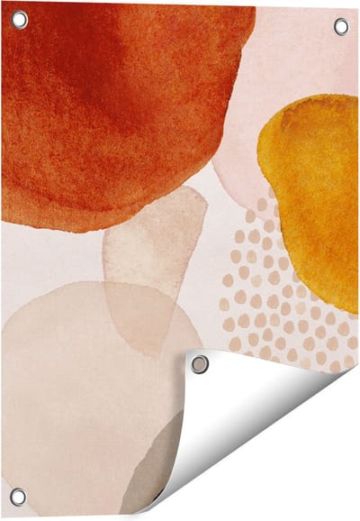 Gards Tuinposter Abstracte Kunst van Cirkels - 40x50 cm - Tuindoek - Tuindecoratie - Wanddecoratie buiten - Tuinschilderij
