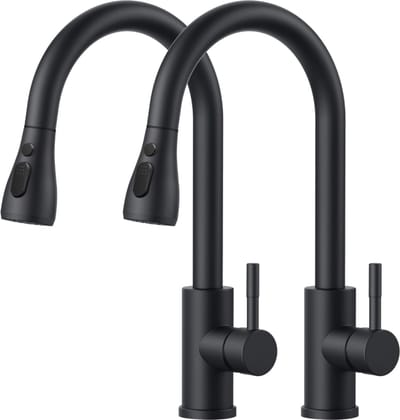 Cecipa Max Zwarte Uittrekbare Keukenkraan - 2 stuks - Met Pauzefunctie - 2 Straalstanden - 40% Waterbesparing - RVS - Montagegat Ø33-38 mm