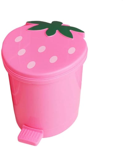 Afvalemmer Aardbei - Prullenbak Keuken - Afval Scheiden - Schattig Aardbei Design - 10 x 9 x 10.5 cm - Roze