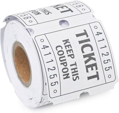 Loterijtickets Dubbelrol - Verloting Tickets - Evenementen Organiseren - Eenvoudig In Te Vullen - 250 Stuks - Wit