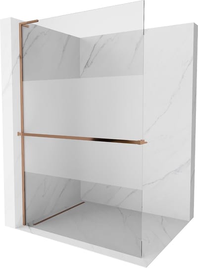 Mexen Kioto+ L douchewand met plank Walk-in 70 x 200 , transparant/matglas, roze goud - 800-070-123-60-35