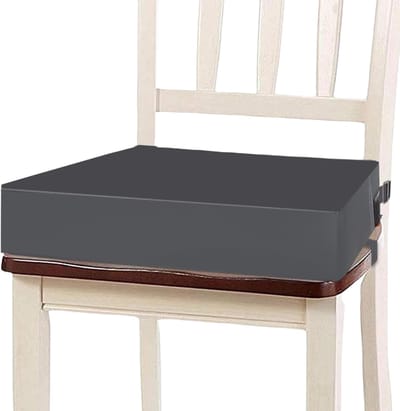 Verstelbare Kinder Boosterstoel voor Eettafel - Dismountable, Draagbaar, Veiligheidsriem, PU Leer, Donkergrijs