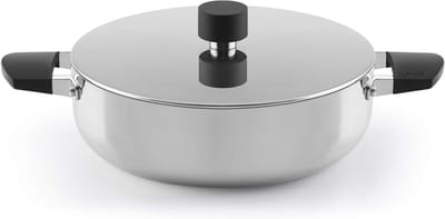 Ondiepe Braadpan - Koekenpan Braiseren - Snel Koken - Trimetal Inductie - 7 Liter - Zilverkleur