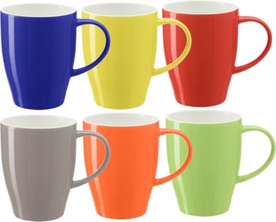Bellatio Design Koffie mokken/bekers Paris - 6x - porselein - multi kleuren - 350 - stijlvolle vorm