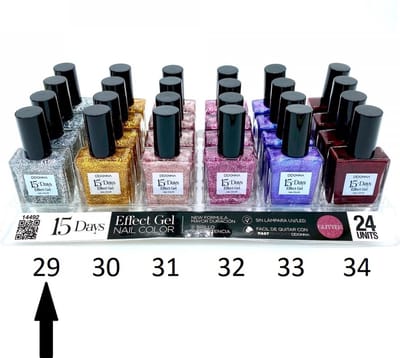 D'Donna - 15-Days Effect Gel Nagellak Glitter - Transparant met zilver glitters - 1 Flesje met 16 ml. inhoud - Nummer 29