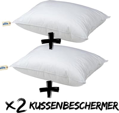 Bafra Hoofdkussen - Hoofdkussen Set van 2 - + gratis 2x KussenBeschermer | 60x70 cm - Hotelkwaliteit Hoofdkussens - Geschikt voor rug-, zij- en buikslapers - Katoenen Tijk