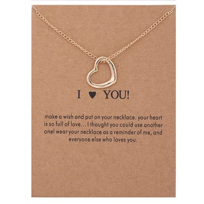 Bixorp Luck Gouden Dames Ketting met Hart - "I Heart You" - 45/50cm - Cadeau voor Vrouw - Goudkleurig