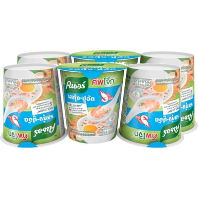 Knorr Cup Instant 100% Jasmijn Rijstpap (Congee) met garnalen en surimi (Krabstok) 32 gram. x 6 st 32 g. x 6 pcs blue