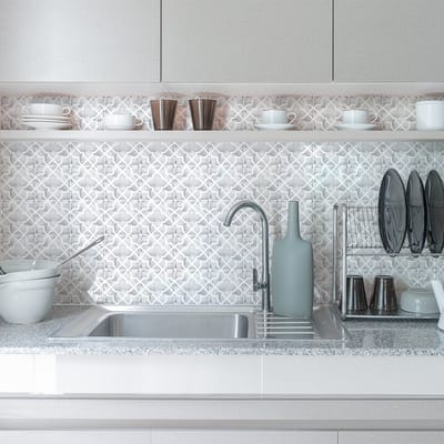 Zelfklevende tegelmuurstickers voor keuken en badkamer - 24 authentieke Renia cementtegelstickers - 24 stickers 10x10cm