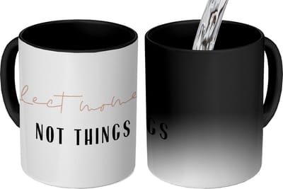 Magische Mok - Foto op Warmte Mokken - Koffiemok - Tekst - Collect moments not things - Quotes - Magic Mok - Beker - 350 ML - Theemok