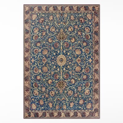 Wallfluent Vinyl Tapijt - Holland Park William Morris Tapijt Vinyl - 60 x 90 cm - Rechthoek PVC Tapijt - Blauw Vinyl Vloerkleed - Haltapijt - Kantoortapijt