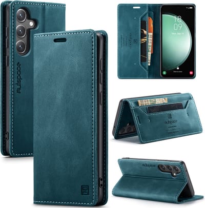 Luxe Flip Case met RFID Bescherming Kaarthouder en Magneetsluiting voor Samsung Galaxy S23 FE _ Blauw