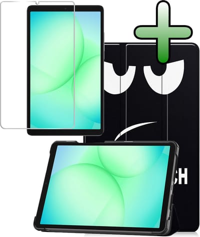 Hoesje Geschikt voor Samsung Galaxy Tab A11 / A9 - Met Screenprotector - Trifold Bookcase - Hard Cover - Hardcover Book Case - Tablet Hoes - Don't Touch Me