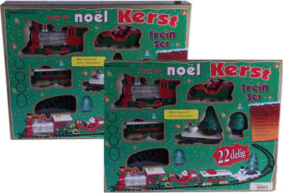 2x sets van kersttreinen - rijdende decoratie treinen met muziek en licht 22-delig - Kersttreinen