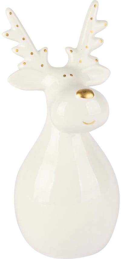 Dekoratief | Deco rendier, wit/goud, dolomiet, 9x9x20cm | A255368