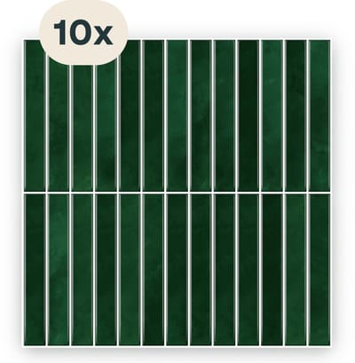 Solusia Zelfklevende Plaktegels - Groen – 10 Hoogwaardige Plaktegels voor Wand – Waterdichte Wandpanelen voor Keuken, Badkamer en Toilet – 30 x 30 cm – Makkelijk aan te brengen - Tegeltjes Tegelstickers - Smal Patroon