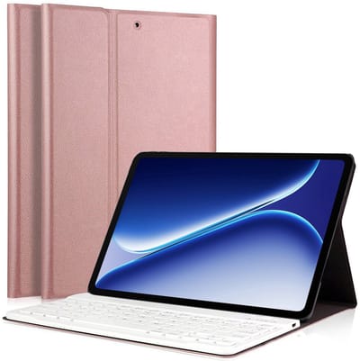 Hoes met Toetsenbord geschikt voor OnePlus Pad Go 2 / Oppo Pad 5 (12.1 inch) – Keyboard Book Case – Bluetooth – Roségoud