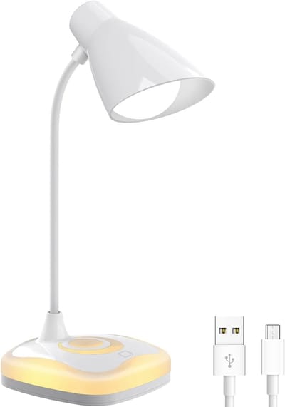 longziming -Dimbare LED Bureau Lamp, Oplaadbaar, Flexibele Nek, 3 Helderheidsniveaus, Oogbescherming voor Lezen en Schrijven