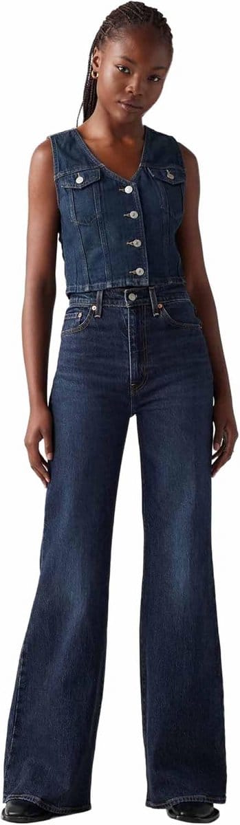 Dames Jeans met Extreem Hoge Taille en Wijd Uitlopende Pijpen
