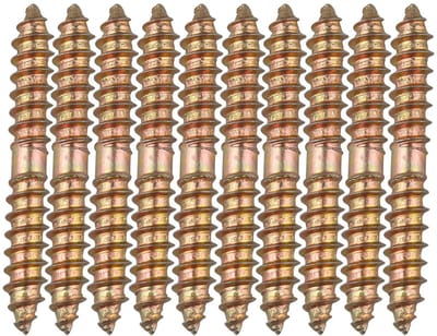 Dailygoods- Schroeven 10 Stuks - Hout voor Hout Deuvelschroef - M6 Diameter - Totale Lengte 50 mm - Bronskleur - Metaal Materiaal