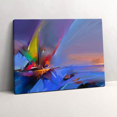 Wallfluent Foto Op Canvas Zeegezicht - 80 x 60 cm - Blauw Schilderij Op Canvas - Abstract Foto Canvas - Imitatie van een olieverfschilderij Print Op Doek - Abstract Schilderij Canvas