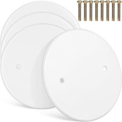 Set van 4 Ronde Outlet Covers en Plafondplaat voor Muur- en Elektrische Gaten, Wit en Strak Ontwerp