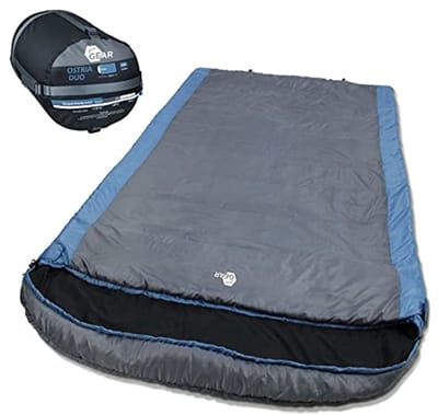 Lichte Duo Slaapzak -3°C voor 2 Personen, Ideaal voor Kamperen of Festivals, 230x160 cm