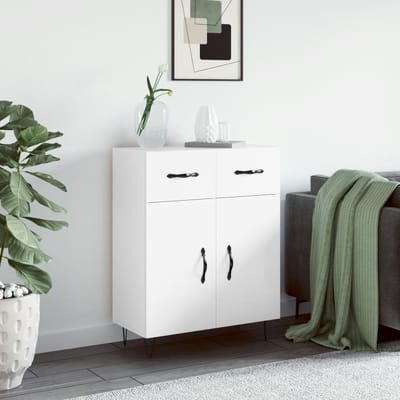 vidaXL - Dressoir - 69,5x34x90 - cm - bewerkt - hout - hoogglans - wit