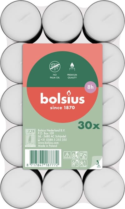 Bolsius - Theelichten - 30 stuks per verpakking - Brickpack