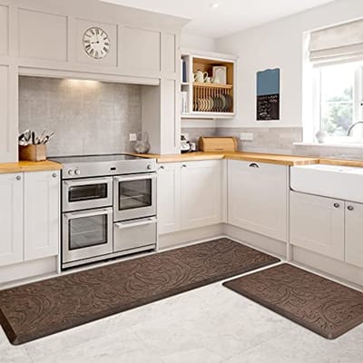 Antivermoeidheidsmat voor Keuken en Kantoor - Ergonomische en Waterdichte Comfortmat 44 x 71 cm - 2 Stuks - Antislip en Makkelijk te Reinigen