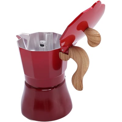 Cafetière Italienne 150ml à Poser sur la Plaque de Cuisson Machine à Café en Aluminium à Valve Unique pour Amoureux Débutants red