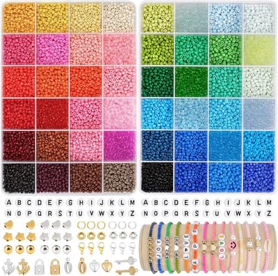 Famanu - Rocaillekralen mega set 11520+ stuks – 3 mm mini kralen in 48 kleuren – Voor sieraden maken