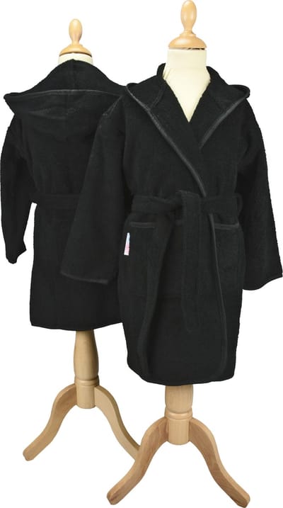 ARTG® Boyzz & Girlzz - Kinder Badjas met Capuchon - Zwart - Black - Maat 164/176