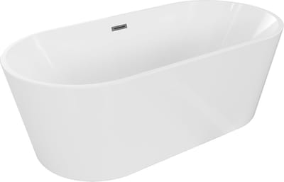 Mexen Luna vrijstaande badkuip 180 x 80 , wit, overloop gun gray geborsteld - 52031808000-66