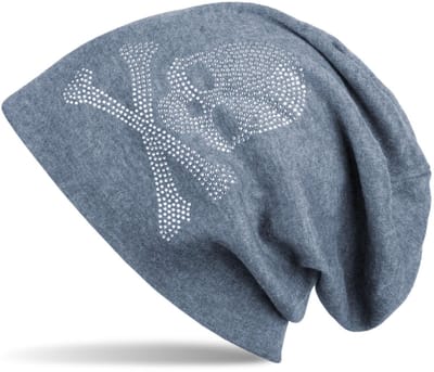 styleBREAKER classic beanie cap met skull rhinestone applicatie, unisex 04024034