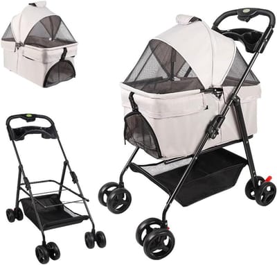 Huisdierenwagen Kinderwagen - Reisbuggy Dier - Comfortabel Vervoer - Scheidbaar Ontwerp - Niet Gespecificeerd - Wit