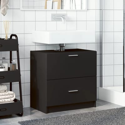 vidaXL - Wastafelkast - 59x37x59 - cm - bewerkt - hout - zwart