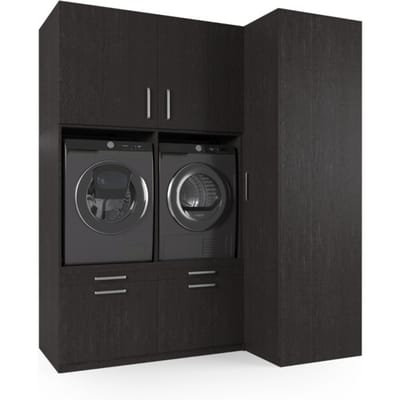 Wasophoogte® Wasmachine Kast Seoul - Wasmachine verhoger - Wasmachine ombouw - 700(D)*2030(B)*2350(H) mm - Zwart