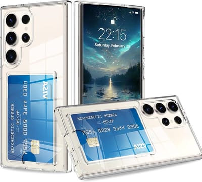 Transparant hoesje met Pasjeshouder geschikt voor Samsung Galaxy S25 Ultra - Shock Proof Case - Kaarthouder