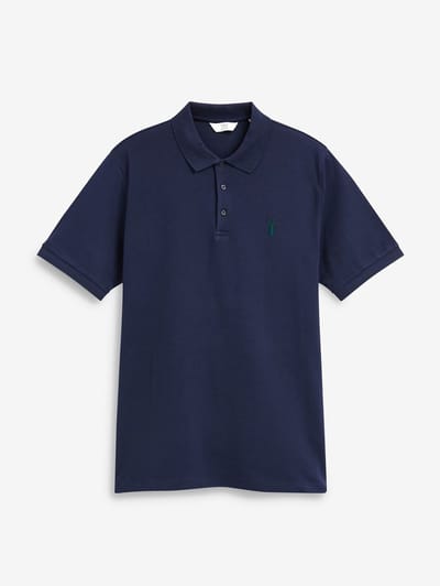 Next - Heren - Slim-fit piqué-poloshirt met korte mouwen - Blauw