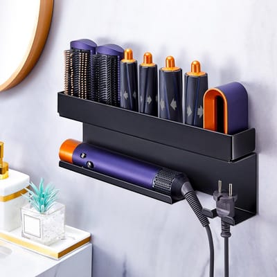 Allecto - Hair Styler - Haar Föhn Houder - Zonder Boren - Zwart - Haartools Organizer - Multifunctioneel - Geschikt voor Badkamer